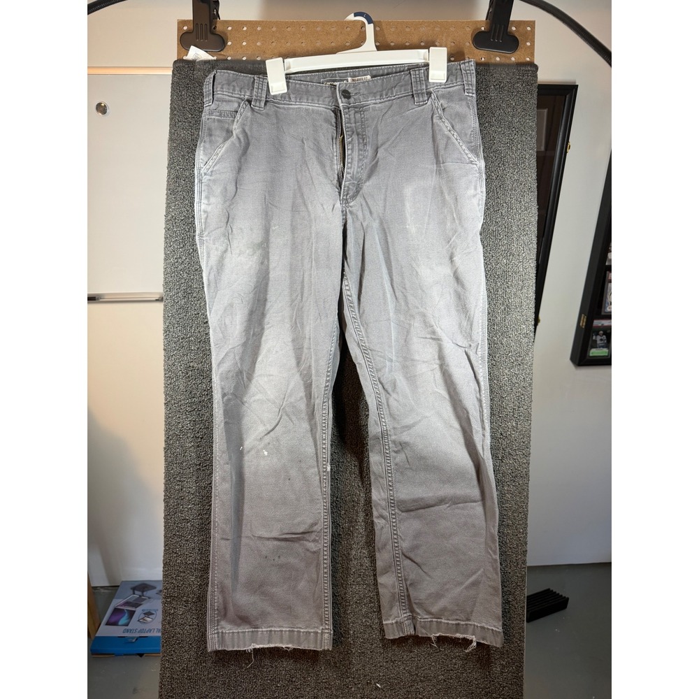 Carhartt Relaxed Fit Work Pants Mens 36x30 Gray Canvas Utility Trousers